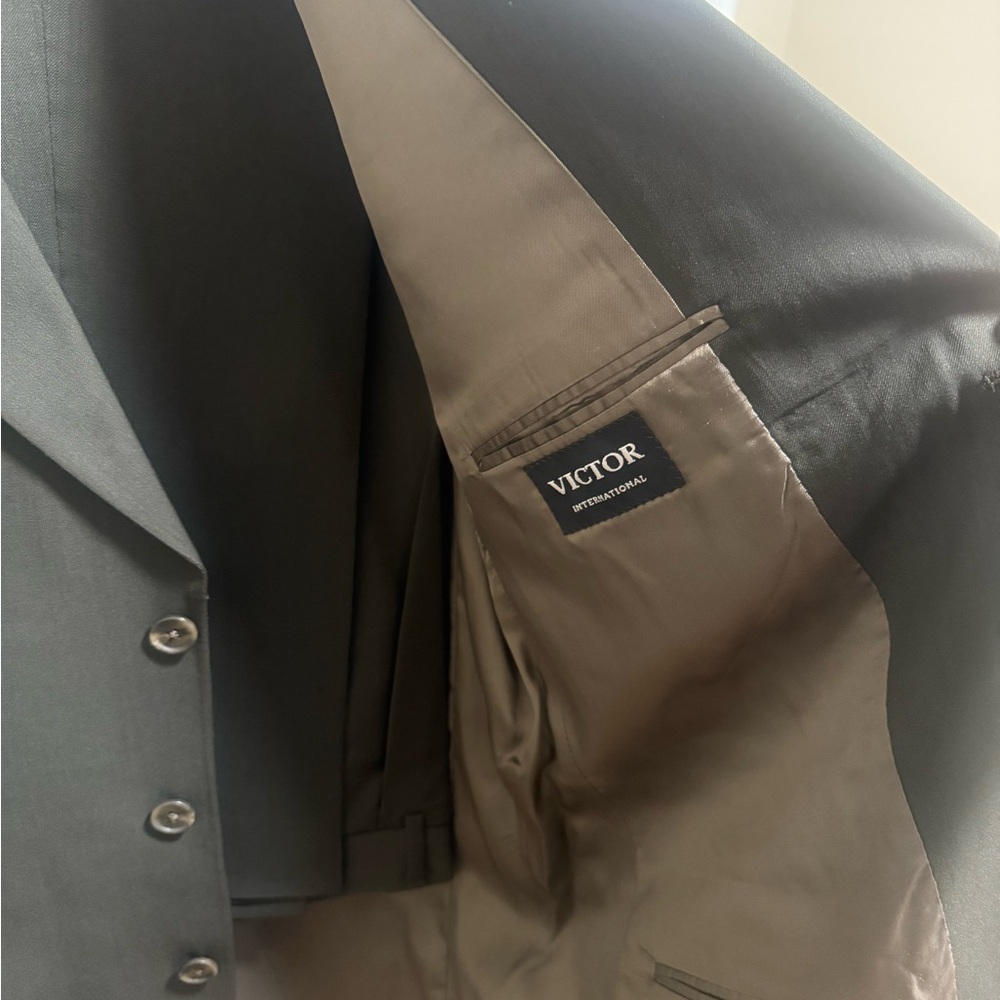 Black Tailored Suit with Tan Lining